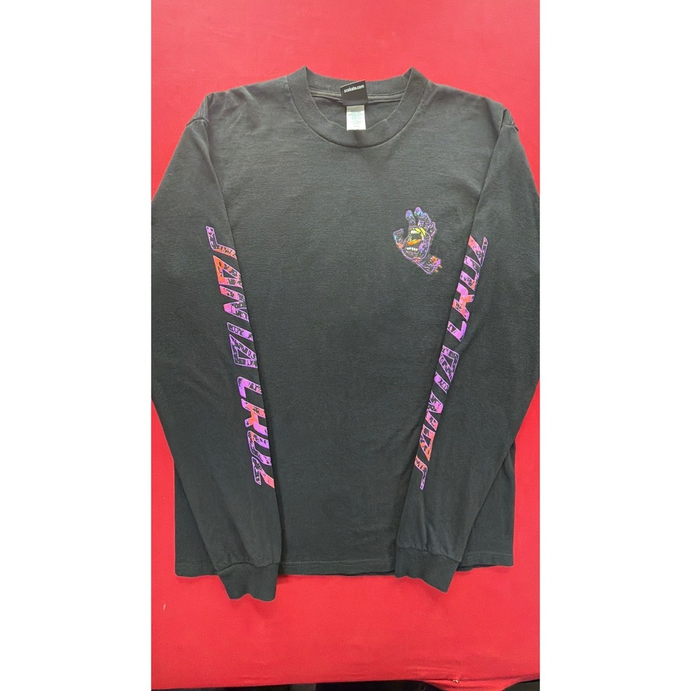 VTG Y2K Santa Cruz Screaming Hand Long Sleeve Shirt Mens Medium Black Skater Tee